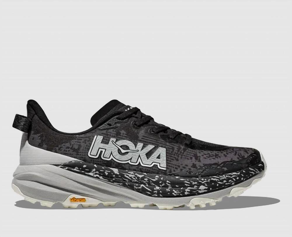NEW HOKA men's speedgoat 6 sneaker in black / stardust